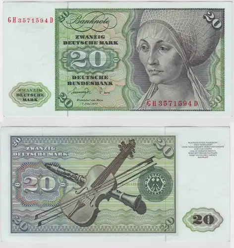 T147472 Banknote 20 DM Deutsche Mark Ro. 276a Schein 1.Juni 1977 KN GH 3571594 D
