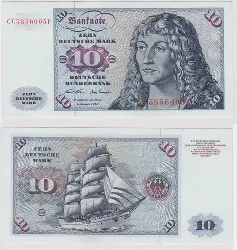 T147466 Banknote 10 DM Deutsche Mark Ro. 270a Schein 2.Jan. 1970 KN CC 5856605 P