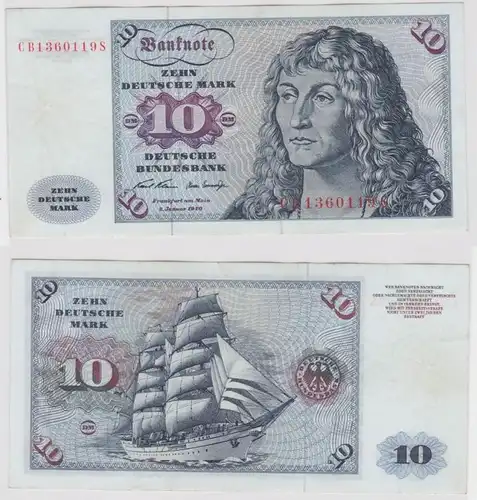T147467 Banknote 10 DM Deutsche Mark Ro. 270a Schein 2.Jan. 1970 KN CB 1360119 S
