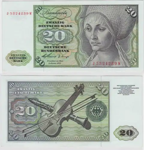 T147464 Banknote 20 DM Deutsche Mark Ro. 264c Schein 2.Jan. 1960 KN J 5324239 W