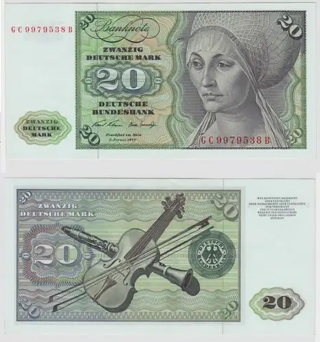 T147463 Banknote 20 DM Deutsche Mark Ro. 271a Schein 2.Jan. 1970 KN GC 9979538 B