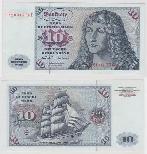 T147462 Banknote 10 DM Deutsche Mark Ro. 270b Schein 2.Jan. 1970 KN CE 2001774 E