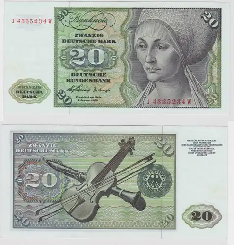 T147456 Banknote 20 DM Deutsche Mark Ro. 264c Schein 2.Jan. 1960 KN J 4335234 W
