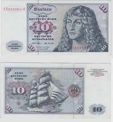 T147453 Banknote 10 DM Deutsche Mark Ro. 270b Schein 2.Jan. 1970 KN CE 9422641 F