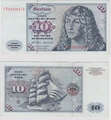 T147453 Banknote 10 DM Deutsche Mark Ro. 270b Schein 2.Jan. 1970 KN CE  F