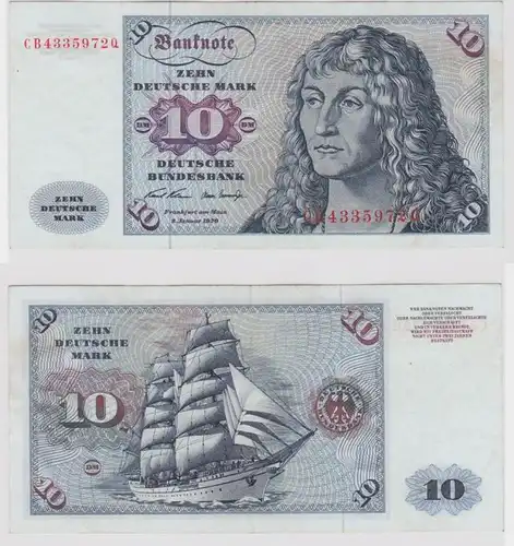 T147452 Banknote 10 DM Deutsche Mark Ro. 270a Schein 2.Jan. 1970 KN CB 4335972 Q