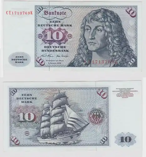 T147451 Billet 10 DM Mark allemand Ro. 270b Blau 2.jan. 1970 NC CE 1713769 K