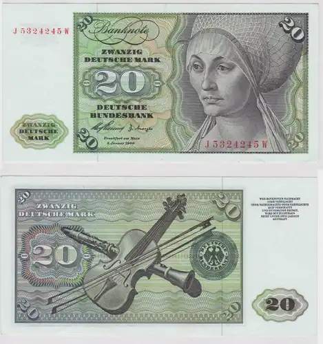 T147449 Banknote 20 DM Deutsche Mark Ro. 264c Schein 2.Jan. 1960 KN J 5324245 W