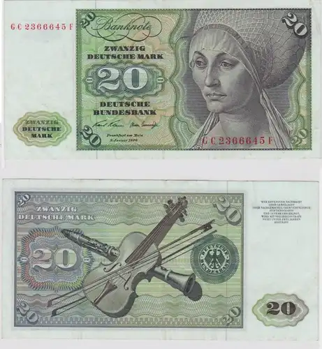 T147448 Banknote 20 DM Deutsche Mark Ro. 271a Schein 2.Jan. 1970 KN GC 2366645 F