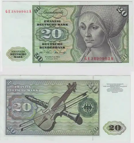 T147445 Banknote 20 DM Deutsche Mark Ro. 271b Schein 2.Jan. 1970 KN GE 3890903 K