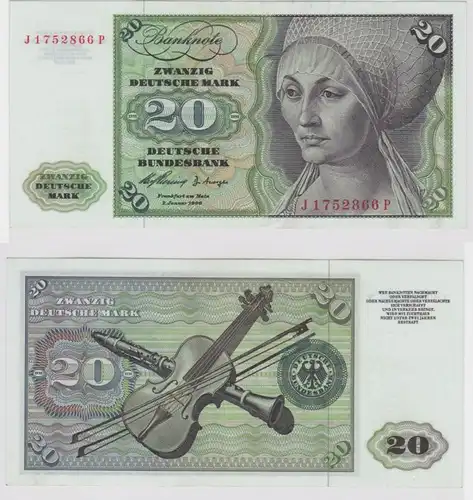 T147444 Banknote 20 DM Deutsche Mark Ro. 264c Schein 2.Jan. 1960 KN J 1752866 P