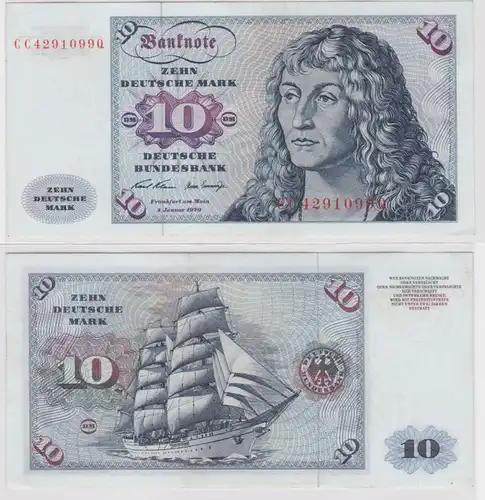T147422 Banknote 10 DM Deutsche Mark Ro. 270a Schein 2.Jan. 1970 KN CC 4291099 Q