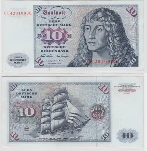 T147422 Banknote 10 DM Deutsche Mark Ro. 270a Schein 2.Jan. 1970 KN CC  Q