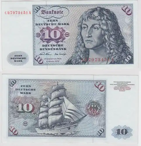 T147418 Banknote 10 DM Deutsche Mark Ro. 270a Schein 2.Jan. 1970 KN CD 7973451 A