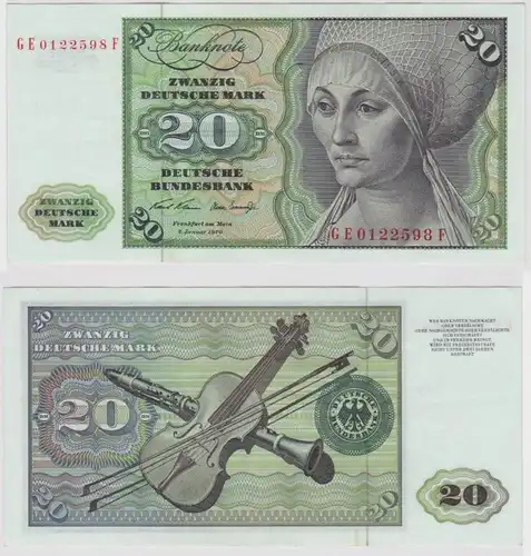 T147408 Banknote 20 DM Deutsche Mark Ro. 271b Schein 2.Jan. 1970 KN GE 0122598 F