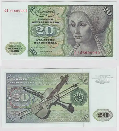 T147403 Banknote 20 DM Deutsche Mark Ro. 276a Schein 1.Juni 1977 KN GF 5360994 L