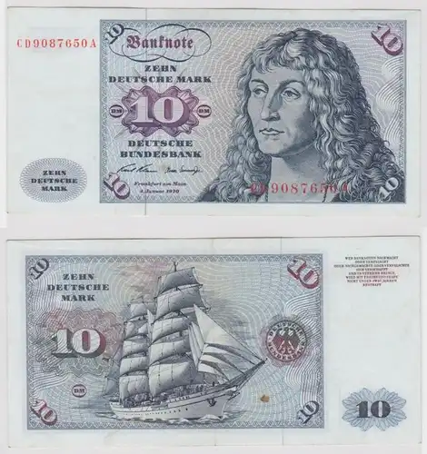 T147379 Banknote 10 DM Deutsche Mark Ro. 270a Schein 2.Jan. 1970 KN CD 9087650 A
