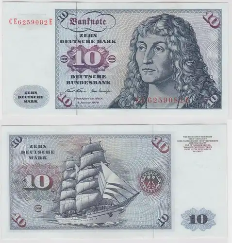 T147378 Billet 10 DM Mark allemand Ro. 270b Blau 2.jan. 1970 NC CE 6259082 E