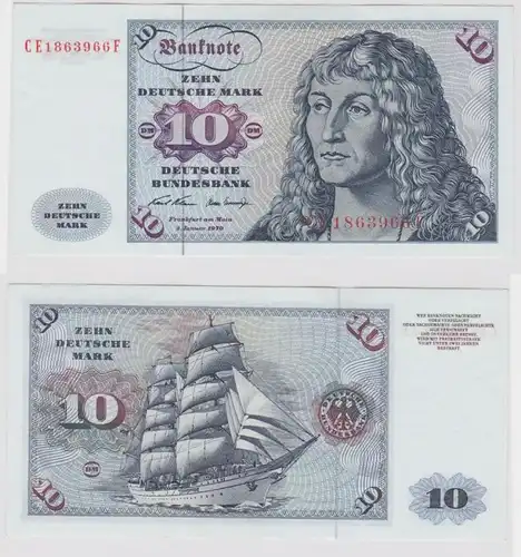 T14731 Billet 10 DM Mark allemand Ro. 270b Blau 2.jan. 1970 NC CE 1863966 F