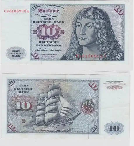 T147323 Banknote 10 DM Deutsche Mark Ro. 270a Schein 2.Jan. 1970 KN CD  A