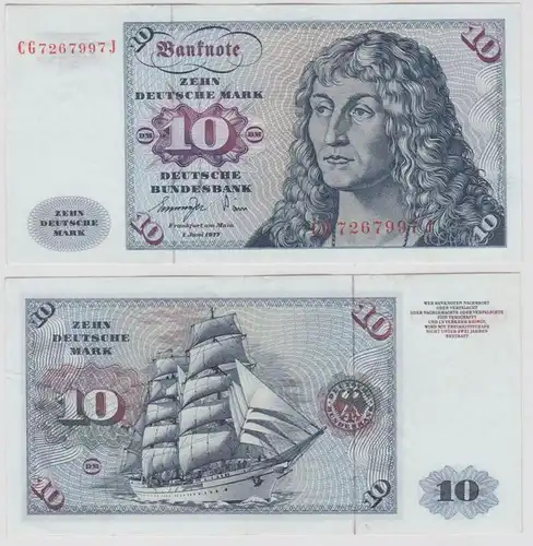 T147276 Banknote 10 DM Deutsche Mark Ro. 275a Schein 1.Juni 1977 KN CG 7267997 J