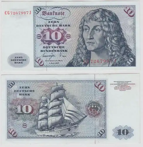 T147276 Banknote 10 DM Deutsche Mark Ro. 275a Schein 1.Juni 1977 KN CG  J