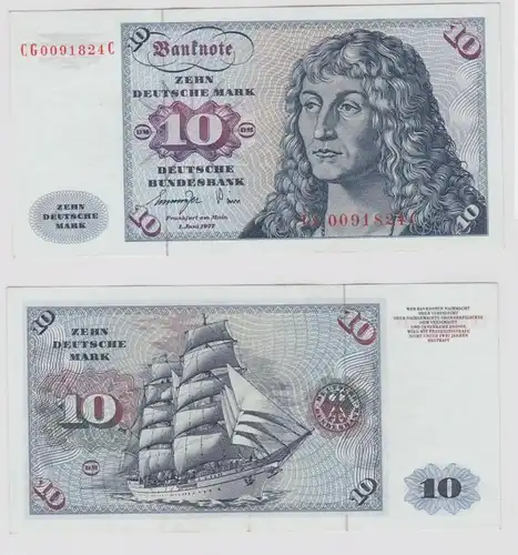 T147274 Banknote 10 DM Deutsche Mark Ro. 275a Schein 1.Juni 1977 KN CG 0091824 C