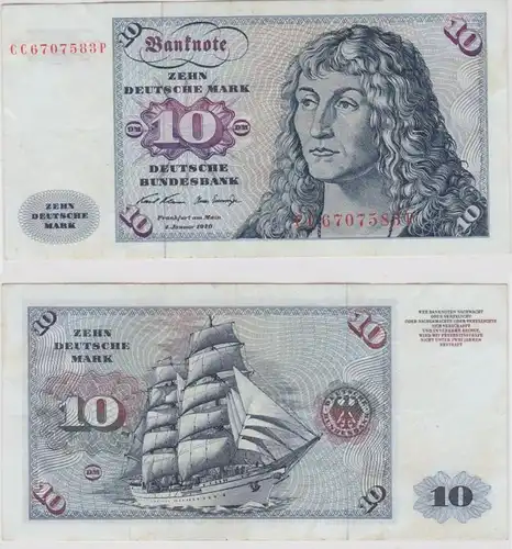 T147269 Banknote 10 DM Deutsche Mark Ro. 270a Schein 2.Jan. 1970 KN CC 6707583 P