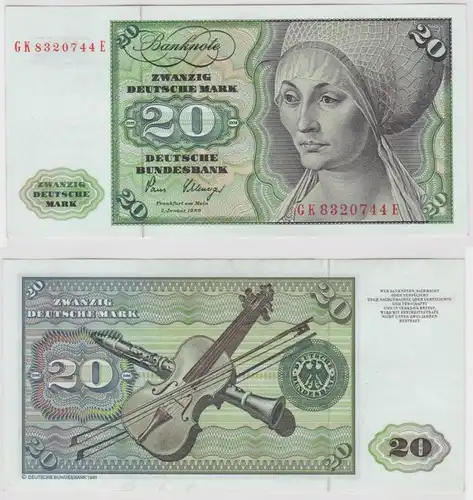 T147264 Banknote 20 DM Deutsche Mark Ro. 287a Schein 2.Jan. 1980 KN GK 8320744 E