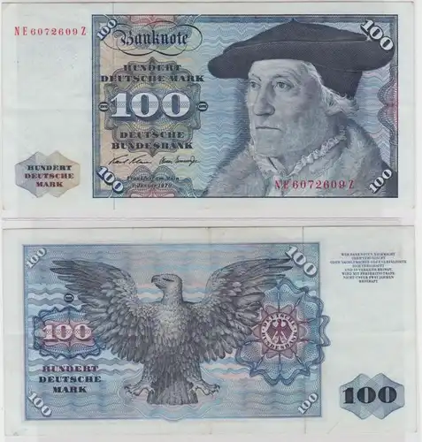 T147261 Banknote 100 DM Deutsche Mark Ro. 273b Schein 2.Jan 1970 KN NE 6072609 Z