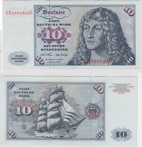 T147245 Banknote 10 DM Deutsche Mark Ro. 270b Schein 2.Jan. 1970 KN CE  U