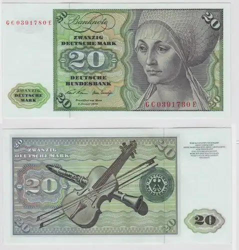 T147244 Banknote 20 DM Deutsche Mark Ro. 271a Schein 2.Jan. 1970 KN GC 0391780 E