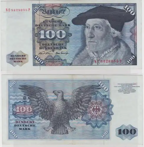 T147239 Banknote 100 DM Deutsche Mark Ro. 273b Schein 2.Jan 1970 KN NE  P