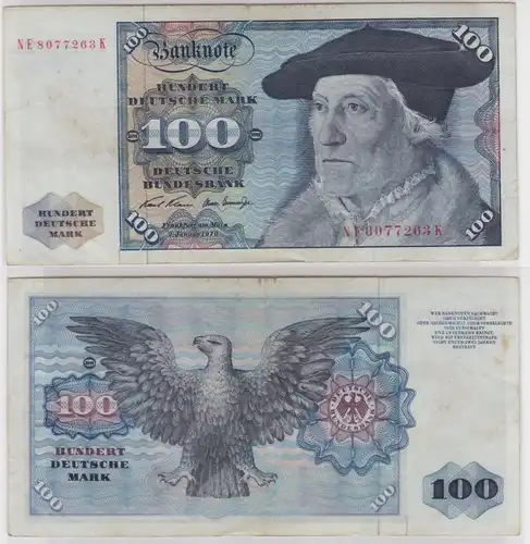 T147238 Banknote 100 DM Deutsche Mark Ro. 273b Schein 2.Jan 1970 KN NE 8077263 K