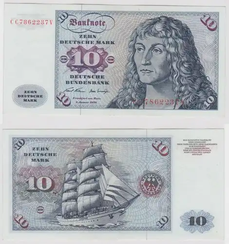 T147207 Banknote 10 DM Deutsche Mark Ro. 270a Schein 2.Jan. 1970 KN CC 7862237 V