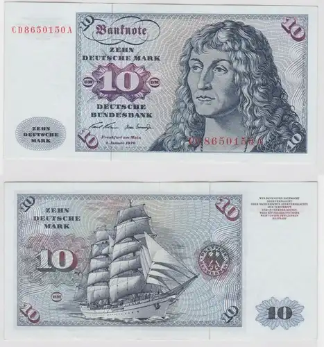 T147193 Billet 10 DM Mark allemand Ro. 270a Blau 2.jan. 1970 NC CD 8650150 A