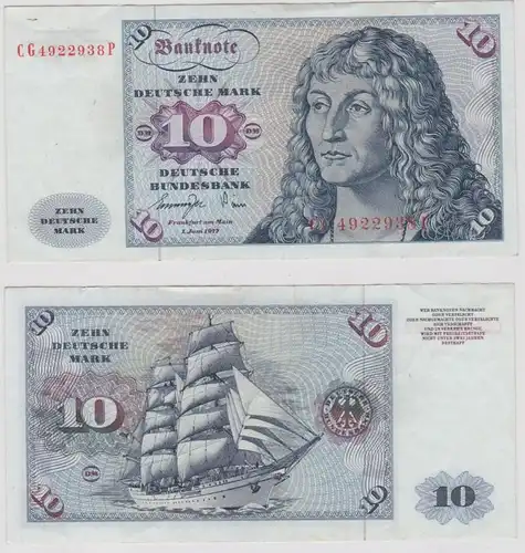 T147187 Banknote 10 DM Deutsche Mark Ro. 275a Schein 1.Juni 1977 KN CG 4922938 P