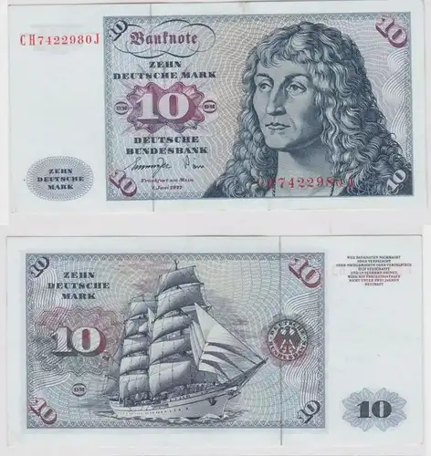 T147160 Banknote 10 DM Deutsche Mark Ro. 275a Schein 1.Juni 1977 KN CH 7422980 J
