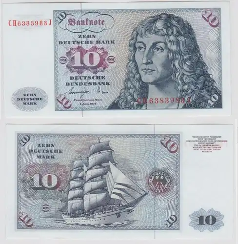 T147159 Banknote 10 DM Deutsche Mark Ro. 275a Schein 1.Juni 1977 KN CH 6383983 J