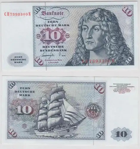 T147154 Banknote 10 DM Deutsche Mark Ro. 275a Schein 1.Juni 1977 KN CH 7393300 N