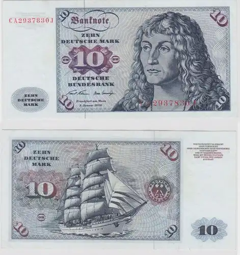 T147148 Banknote 10 DM Deutsche Mark Ro. 270a Schein 2.Jan. 1970 KN CA  J