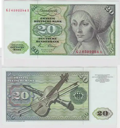 T147145 Banknote 20 DM Deutsche Mark Ro. 287a Schein 2.Jan. 1980 KN GJ 6592284 A