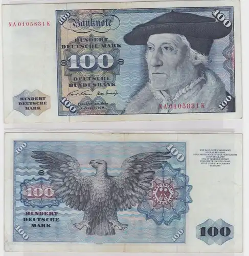 T147135 Banknote 100 DM Deutsche Mark Ro 273a Schein 2.Jan. 1970 KN NA 0105831 K