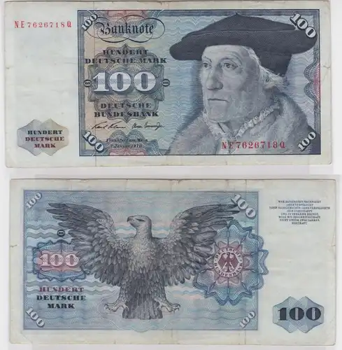T147133 Banknote 100 DM Deutsche Mark Ro. 273b Schein 2.Jan 1970 KN NE 7626718 Q