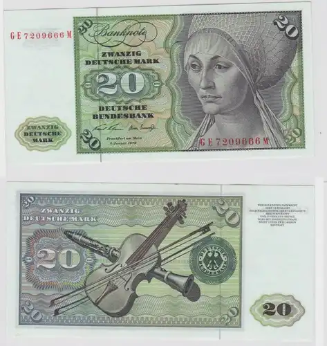 T147131 Banknote 20 DM Deutsche Mark Ro. 271b Schein 2.Jan. 1970 KN GE 7209666 M