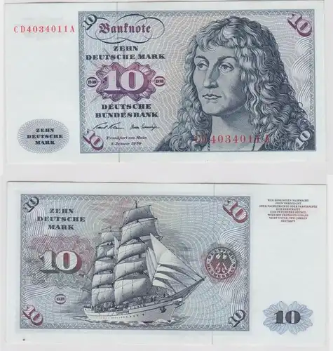 T147086 Banknote 10 DM Deutsche Mark Ro. 270a Schein 2.Jan. 1970 KN CD 4034011 A