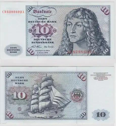 T147082 Banknote 10 DM Deutsche Mark Ro. 270a Schein 2.Jan. 1970 KN CD 8298692 A