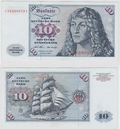 T147052 Billet 10 FF Mark allemand Ro. 270a Blau 2.jan. 1970 NC CD 6260070 A