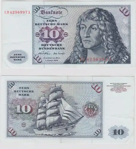 T147042 Banknote 10 DM Deutsche Mark Ro. 270a Schein 2.Jan. 1970 KN CD 4256997 A