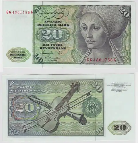 T147025 Banknote 20 DM Deutsche Mark Ro. 276a Schein 1.Juni 1977 KN GG  G